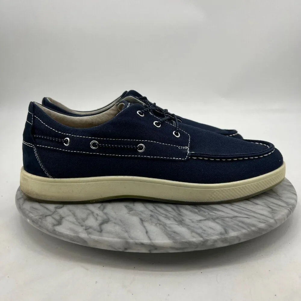 Florsheim Boat Shoe Mens 12 Navy Slip On Canvas Comfortech *Missing Insoles